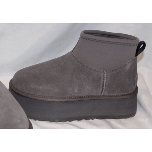 UGG CLASSIC MINI DIPPER PLATFORM SHEARLING LINED BOOTS US 7 WOMEN THUNDER GRAY‎ - Picture 3 of 6